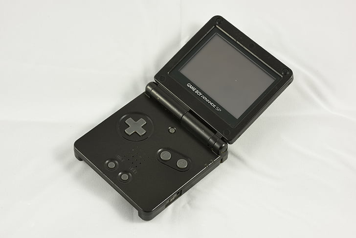 Game Boy advance sp, Nintendo, videopeli, Kannettavat, konsoli, pelijärjestelmä, musta