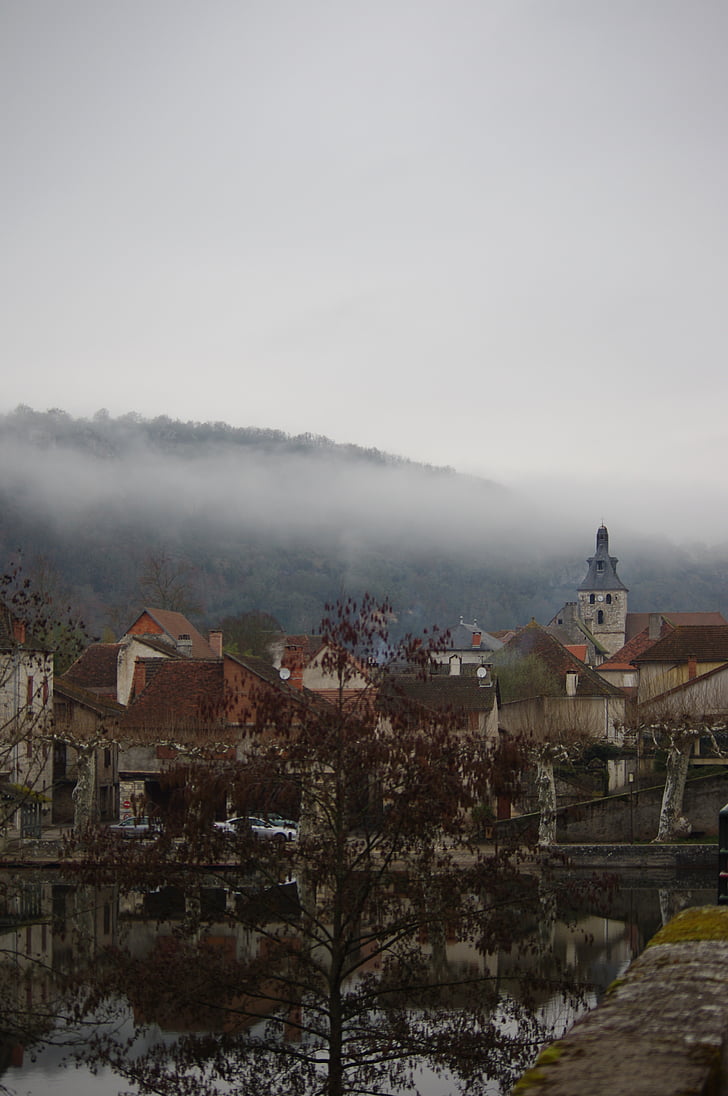 desa, Prancis, Aveyron, abad pertengahan, Conques, Gordes, desa tua