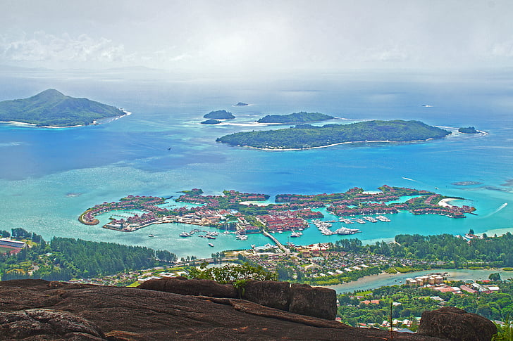Seychelles, Iles, paysage, océan, mer, point de vue, paysage marin