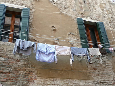 línea de ropa, servicio de lavandería, Windows, ropa, línea, tendedero, seco