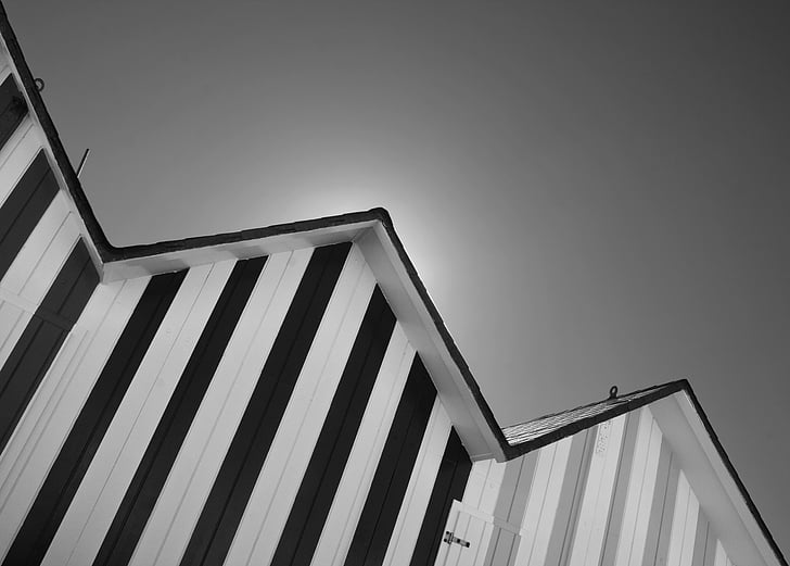 roofs, vertical, sun, light, black, white