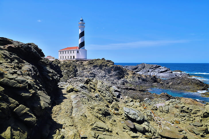 side, lighthouse, minorca, cape favaritx, spain, balearic islands, mediterranean