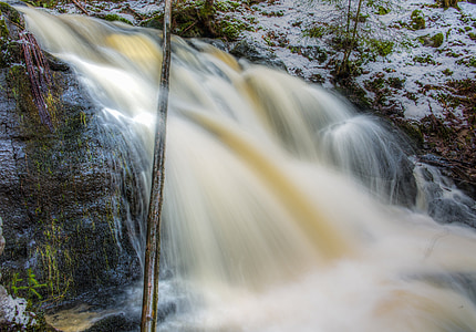 Wald, Bach, Winter, schwedische Natur, Creek, Wasserfall, Schweden