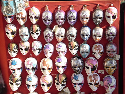 máscaras, Carnaval, Venezia, decoração, lembrança, culturas