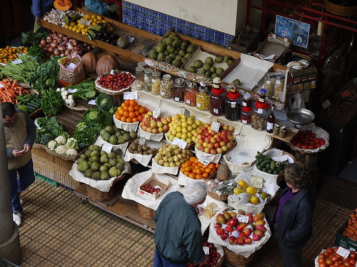 Madeira, puuviljad, Portugal, turuhoone, Funchal, puu, vitamiinid