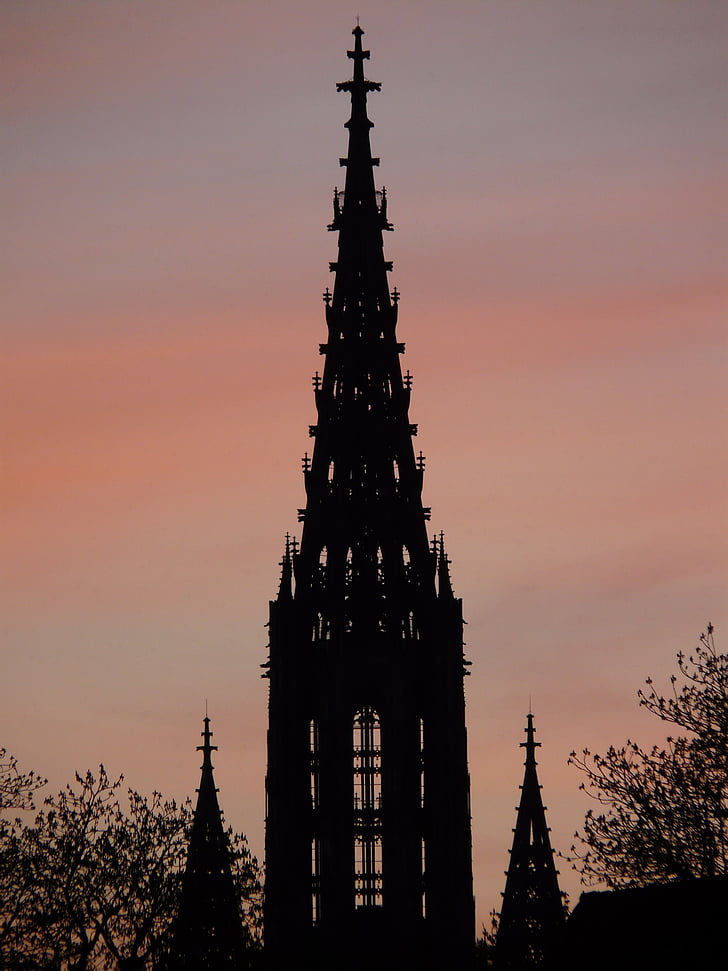 Münster, kirke, dom, bygning, arkitektur, abendstimmung, Sunset