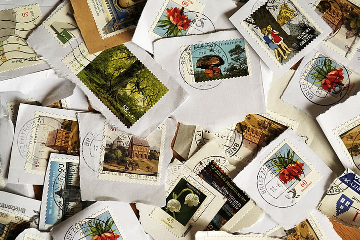 selos postais, Postar, deixar, letras, Porto, selo, Mensagem
