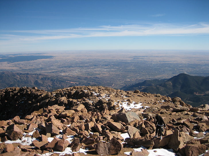 Pikes peak, montanha, Cimeira, modo de exibição, Colorado springs, cênica, pedras