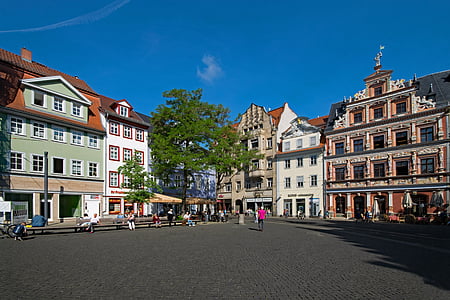 zivju tirgus, Erfurt, Tīringenes federālā zeme Vācijā, Vācija, Vecrīgā, vecā ēka, interesantas vietas