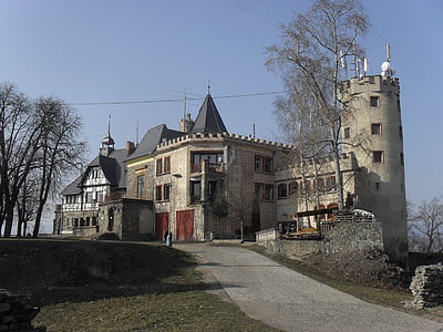 hrad, doubravská, Teplice, épület, építészet, Castle, torony