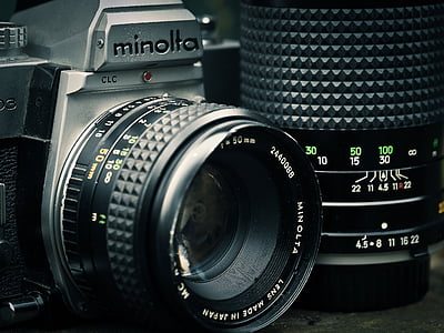 • fotoaparát, fotoaparát, Minolta, Fotografie, staré, nostalgie, ročník