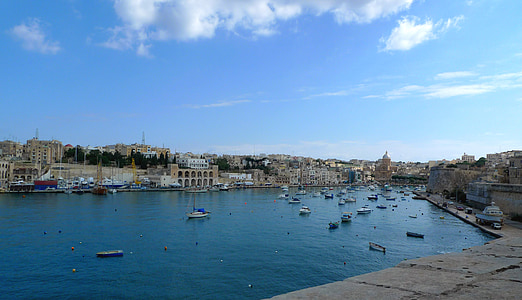 port, fishing boats, holiday, boats, colorful, fortress, malta