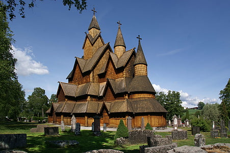 stavkirke, Heddal Norge, tre, religion, dag, gudshus, arkitektur