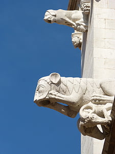 vízköpők, gótikus, Tarragona katedrálisa, Tarragona, Sky