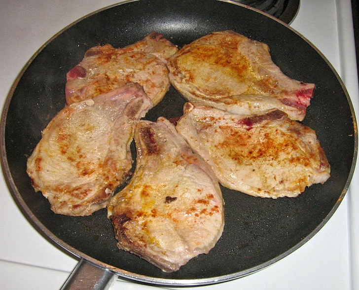 chops thịt lợn, paprika, dầu ô liu, đầu bếp, nấu ăn