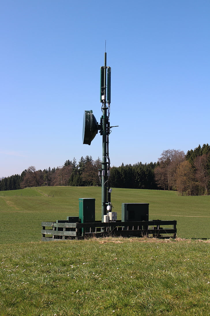 radio, radio relay, telecommunications, transmission tower, antennas, delivery, grass