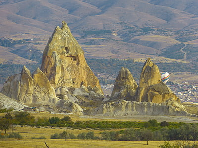 fe skorstene, tufa, klippeformationer, Cappadocia, landskab, natur, tufa formationer