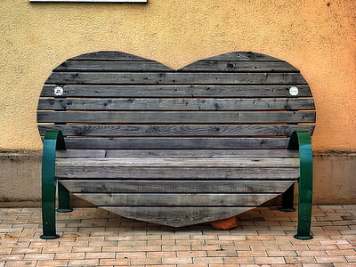 bench, heart shape, bank, seat, wood - Material, architecture, outdoors