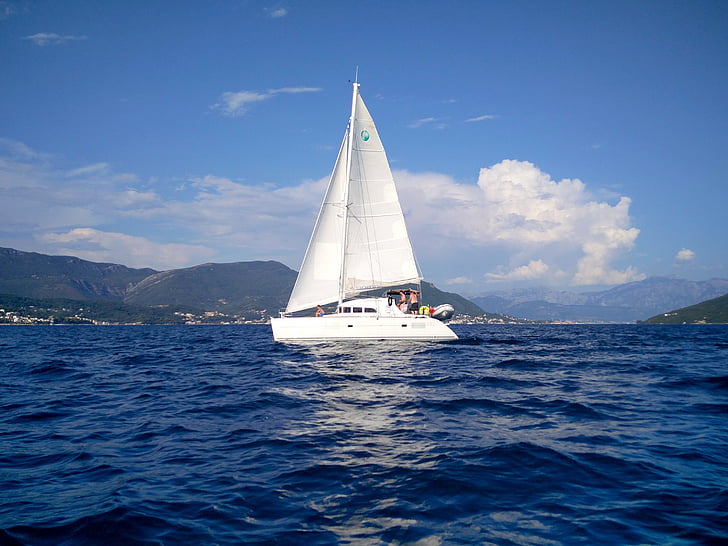 perahu layar, perahu, laut, musim panas, Boka, Adriatic, Herceg novi