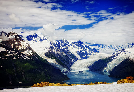 Prince william sound, Alaska, Fjords, ledāji, ledus, ūdens, daba