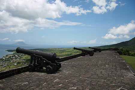St, Krištof, Nevis, orožja, Karibi, žveplo hill fortres, stari britanski fort