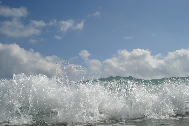 літо, хвиля, море, узбережжя, хвильовий, синій