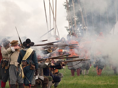 Anglická občianska vojna, rekonštrukcie, historické, Bitka, História, historické, oheň - prírodný jav.