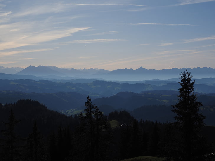 Alpski, alpsko panoramo, kihanje, bližini: Stockhorn, gore, Švica
