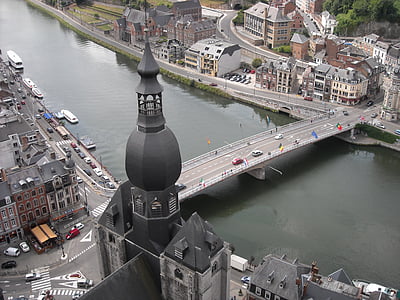 ville, Dinant, Vista, voie navigable, photo aérienne, Panorama, Belgique