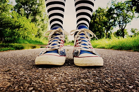 foot, leg, feet legs, shoes, sneakers, standing, striped