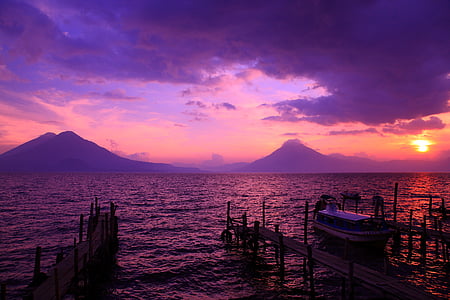 Guatemala, Tietosuoja, Lake, Sea, Sunset, Cloud - sky, ulkona