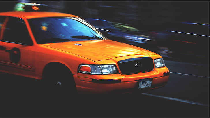 narancs, Ford, autó, gyorsuló, sárga, taxi, vezetőfülke