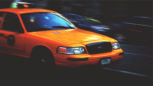 oranžinė, Ford, automobilių, spartinti, geltona, taksi, kabinos