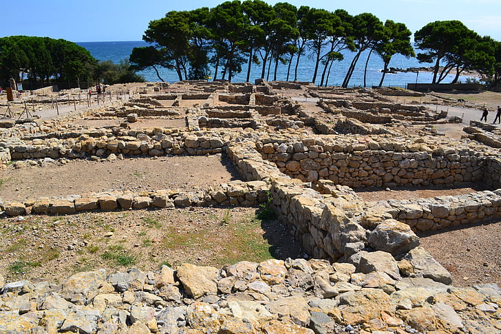 ruínas antigas, ruínas de Ampúrias, empãºries, Costa brava, cidade antiga, Mediterrâneo, Espanha