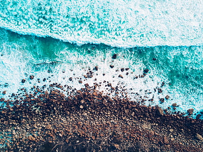 mer, océan, bleu, eau, vagues, nature, plage