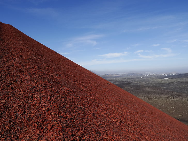 vulkanen, Lanzarote, rød jord, Kanariøyene