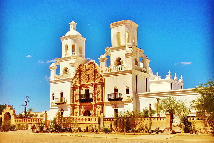 san xavier mission, white dove, architecture, desert, arizona, tuscon, beautiful