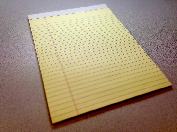 Σημειωματάριο (Notepad), μαξιλάρι, χαρτί, Κίτρινο, νομική pad, σημειώσεις, γραφείο