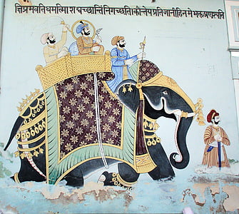 Индия, Раджастан, shekawati, Мандава, Фреска, стена, картины