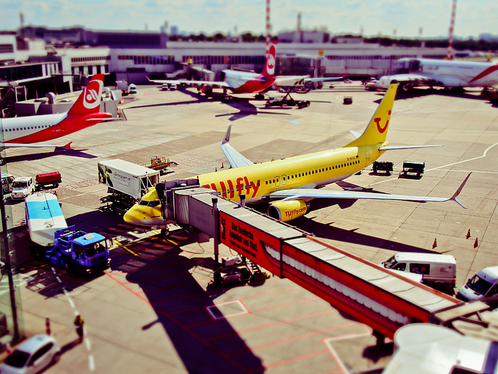 letisko, lietadlá, odchod, načítanie, Cestovanie, preprava, Düsseldorf
