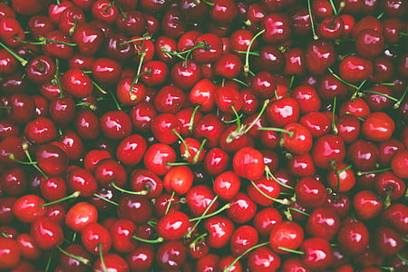 cherries, food, fresh, fruits, red, fruit, full frame
