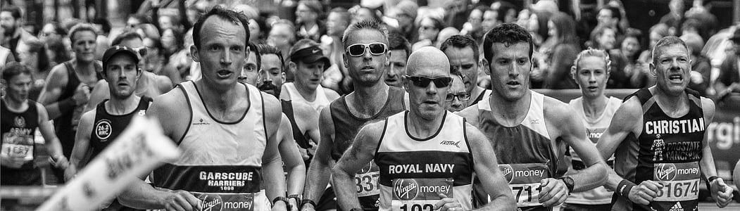 Maratonul de la Londra, execută, alergători, nici un popor, în interior, Ziua, Close-up
