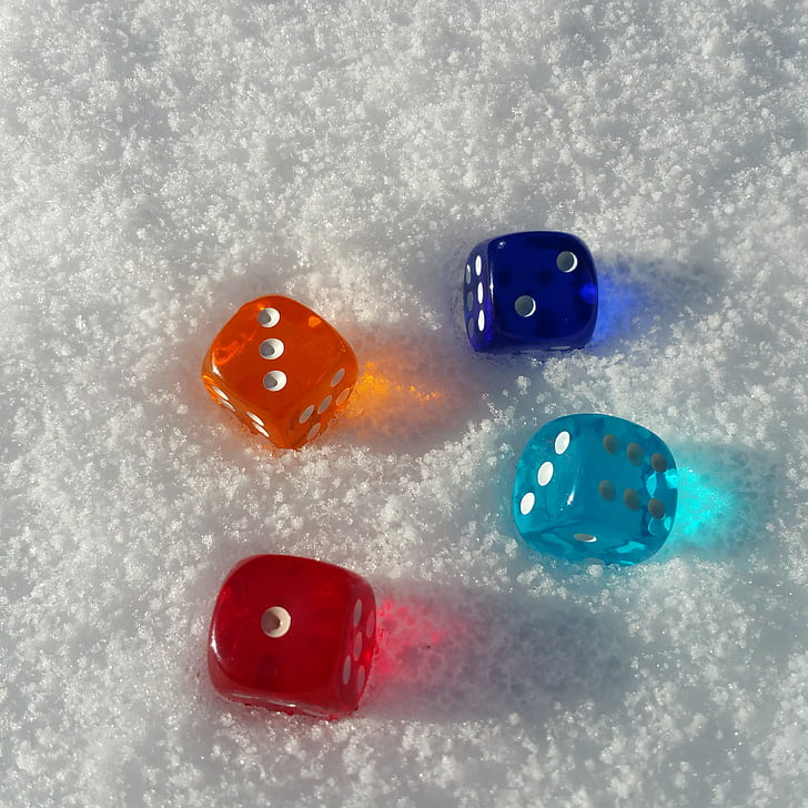 Cube, farverige, gennemsigtig, sne, held og lykke, Lucky dice, baggrundsbillede
