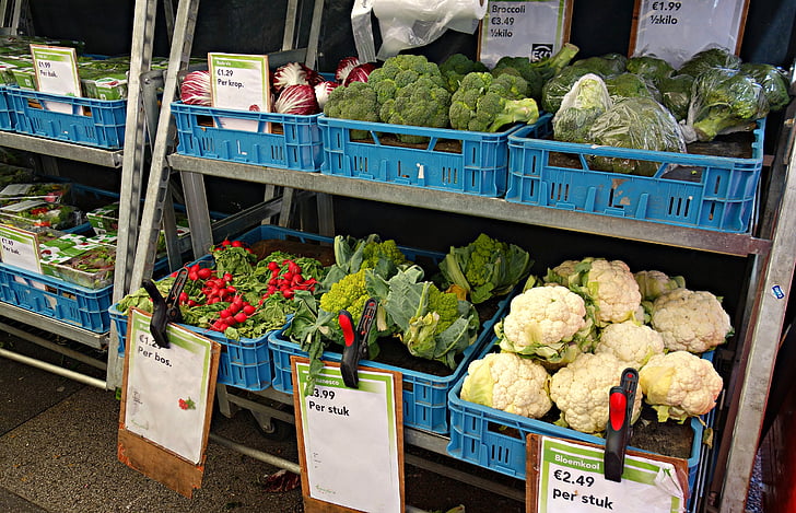 zelenina, čerstvé, jídlo, výživa, trh, Kuchyně, květák