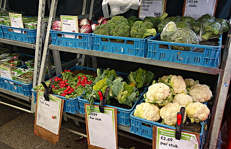taimne, värske, toidu, toitumine, turu, köök, lillkapsas