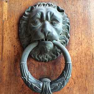 doorknocker, Lleó, porta, bronze