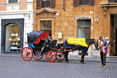 prevoz, konj, človek, otrok, Italija, kulture