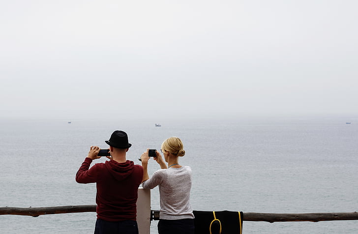 photographe, photo, photographie de téléphone mobile, touristes de photo, photographie, mer, vacances