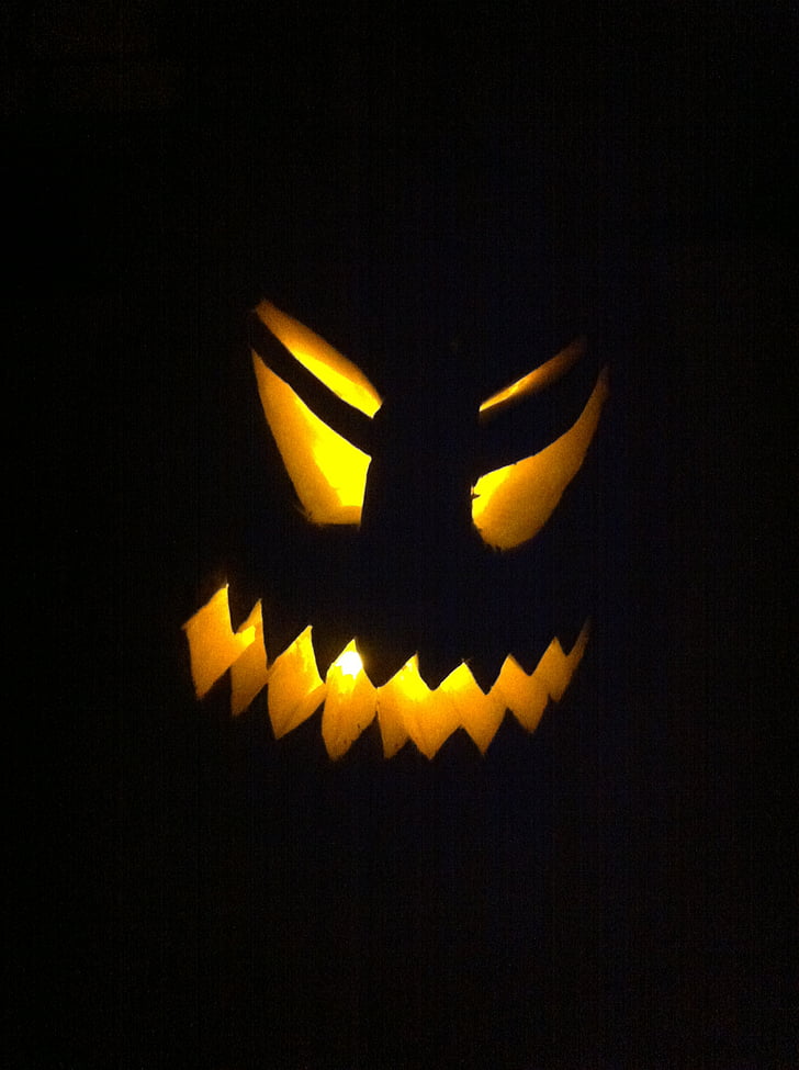 Halloween, jack-o-lanterne, oktober, efterår, skræmmende, spooky, uhyggelig