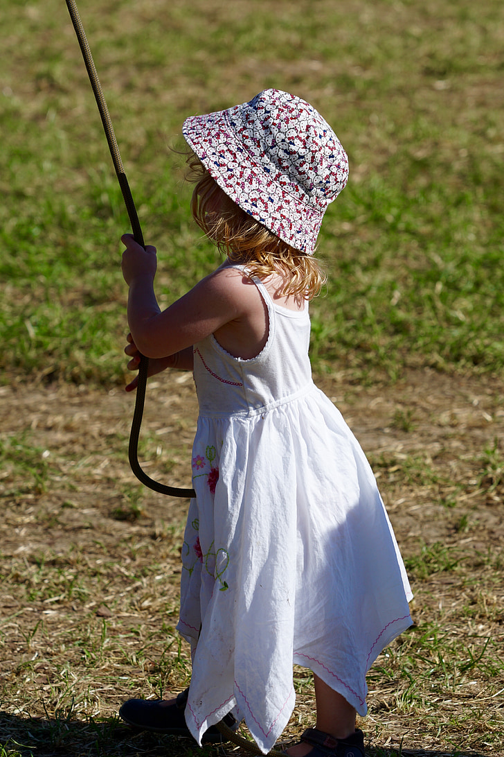 Дівчина, Малий, рок, капелюх, мотузка, на відкритому повітрі, літо